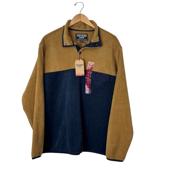 Southern Grit Men's Color Block Tundra Fleece Gold/Navy Shirt Size XL NEW - Picture 6 of 6